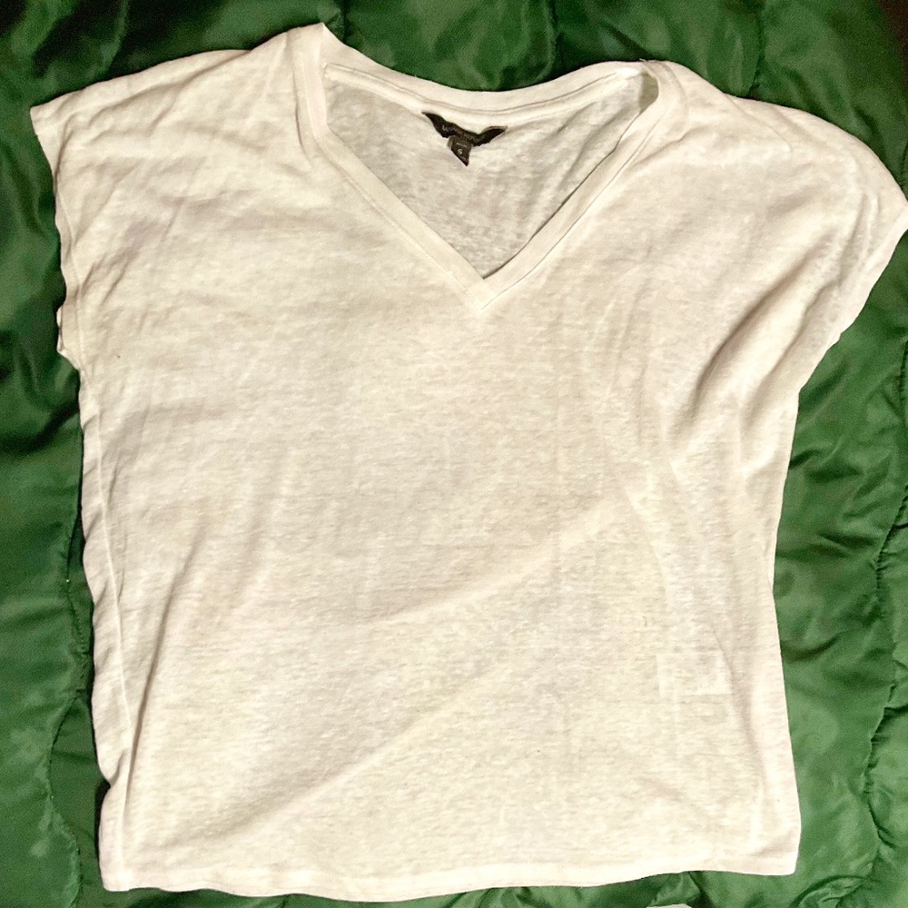 Banana Republic Womens White V Neck T Shirt Tee Size Small